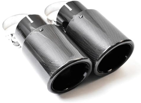 DZSCHUNLUSM Auspuffblenden Auto-Modifikation Glänzend Schwarz Abgeschrägte Kante Auspuffrohr Lockige Faser-Carbon-Schalldämpferspitze Auspuffendrohr(In 67 Out 100 mm)