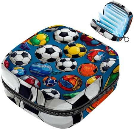 Damenbinden-Aufbewahrungsbeutel für Damen, große Kapazität, Menstruationspad-Tasche, Fußball, 126 Menstruationstaschen, Tampon-Sammelhalter, Geldbörse
