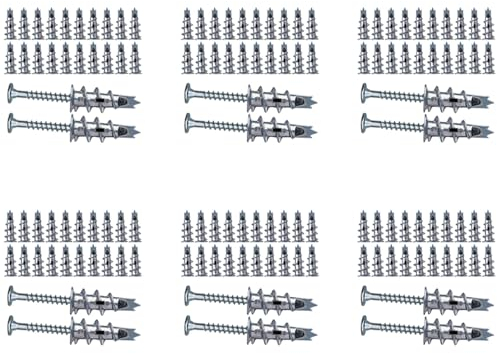 Pyugxab 240 Stücke Metall Selbstantriebsanker Gips Karton Dübel mit Schrauben 4,5 x 35 mm für Einlagige und Zweilagige Gips Karton Platten