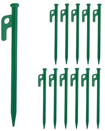 Relaxdays Felsbodenhering 12er Set, Erdanker für Harte Böden, 20 cm, aus Stahl, stabile Bodenanker fürs Camping, grün