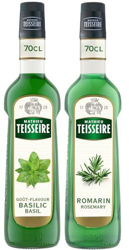 Mathieu Teisseire - Assortiment de sirop de Basilic et de sirop de Romarin pour boissons rafraichissantes, 2x70cl
