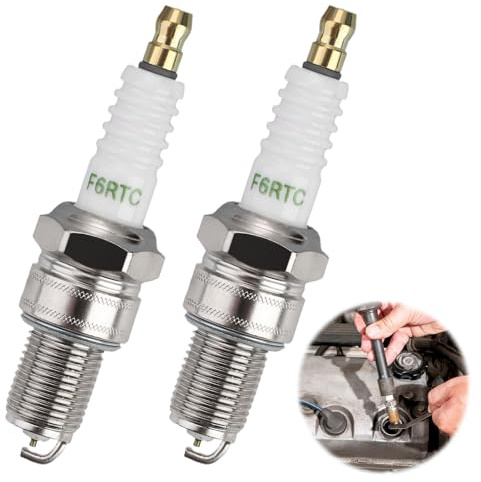 Lot de 2 F6RTC Bougie D'allumage Borne Solide Remplacer, Bougies D'allumage de Voiture Compatibles avec NGK BPR6ES Bosch WR6DC WR7DC Denso W20EPR-U MTD Champion RN9YC RN10YC OEM pour Voitures Motos