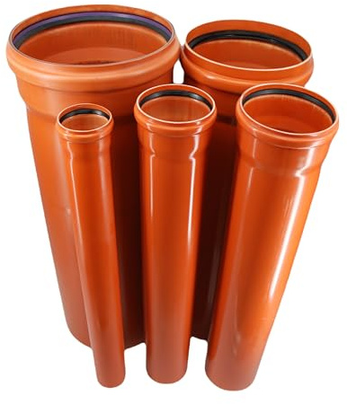 KG Rohr Abwasserrohr aus Kunststoff mit Steckmuffe und Gummidichtring DN400 DN315 DN200 DN160 DN110 Kontrollschacht Schachtrohr (1 Stück Rohr DN200 - Länge 110cm)