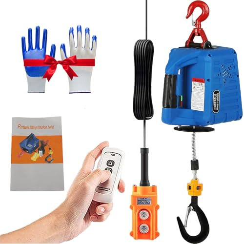 3 en 1 Cabrestante eléctrico, cabrestante eléctrico portátil con control manual, con cable, control remoto, guantes, protección contra sobrecarga, cabrestante eléctrico de 1500 W(3 IN 1 661lbs 38Ft)