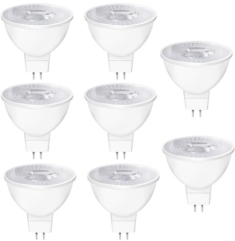 YIIFELL GU 5.3 LED Warmweiß MR16 LED 12V 5W Lampe, 50 Watt Ersetzt, 2700K Warmweiß, 38° Abstrahlwinkel Spot MR16, 550LM AC/DC 12V GU5.3 Leuchtmittel, Nicht Dimmbar Reflektor Lampen,8 Stück
