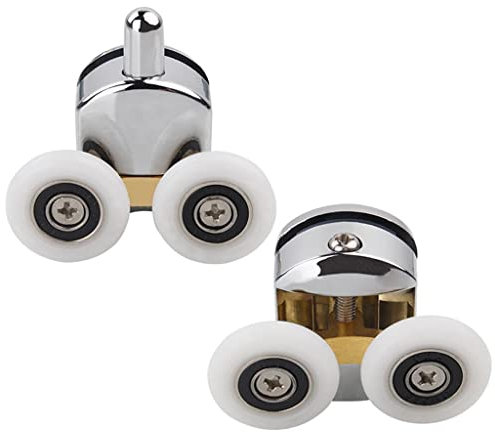 Lot de 2 roulettes doubles pour porte de douche rondes Argenté 23 mm