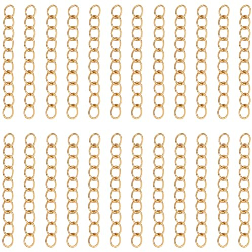 Beebeecraft 1 Box 100 Stück Verlängerung Für Halskette 18 Karat Vergoldet 304 Edelstahl Goldene Panzerarmband Endketten Schmuckverlängerungen Für Die Schmuckherstellung Basteln 30mm