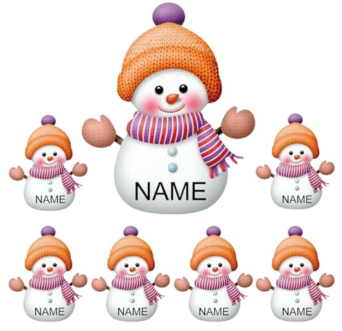 Personalisierte Weihnachtsdekorationen, 7 Stücke von Benutzerdefinierten Schneemann Dekorationen mit Namen, Familie Schneemann Dekorationen, 3,15 Zoll (8 cm)