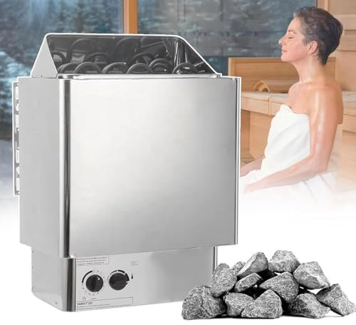 Electric Sauna Heater, Stainless Steel Sauna Heating Stove with Internal Controller, 4.5KW- 9KW Wet and Dry Bath Sauna Oven for Home Hotel Spa Shower,8KW