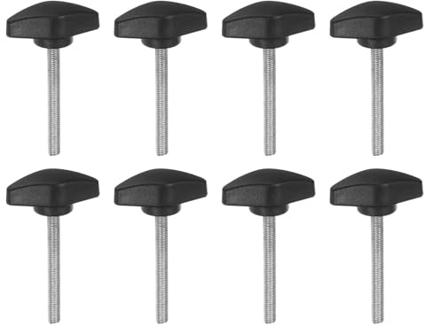 QUARKZMAN 8 Stück Rändelschraube Flügelschrauben Kunststoff Tee-Flügelknöpfe M5 x 45mm Metrischer Gewindestift T-Kopf-Kunststoffknöpfe Daumenschrauben Handklemmknopfgriff, Schwarz