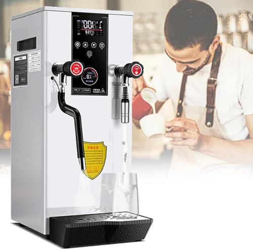 QUSYZD Máquina para espumar Leche Multiusos, espumador de Leche a Vapor Comercial de 12 l, máquina eléctrica para Hacer Espuma de Leche, con Pantalla LED, Color Blanco,White