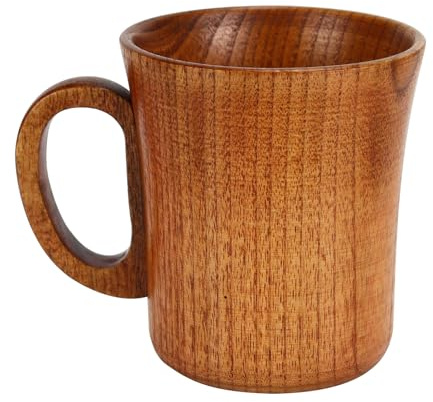 Buqoo 11 oz Handmade Wooden Cups for Men Women Coffee Mug Viking Tankard Beer Stein Unique Rustic Vintage Mens Coffee Wood Cool Tea Cup Outdoor Camping Mug Retirement Gifts for Mens