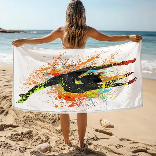 KLJFIGUT Telo Mare Microfibra ginnastica Asciugamano da Spiaggia per Adulti e Bambini, Telo da Mare Portatile per Fitness, Yoga, Sauna, Telo Bagno - 70x150 cm