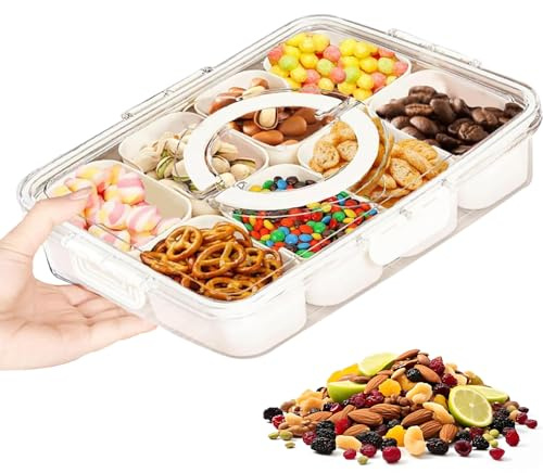 lbxtswpl Divided Serving Tray with Lid, 8 Removable Compartment Box