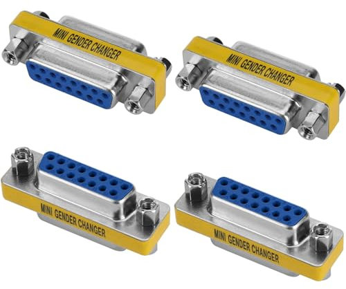 VISSQH 4 Pezzi DB15 Femmina a Femmina Accoppiatore Connettore,15 pin DB15 seriale adattatore per Gender Changer,trasferimento dati e connessione dispositivi