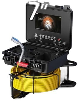 TIEOAXFT Telecamera for ispezione Tubi fognari 7 Pollici HD DVR Contatore contatori 17/23 mm Telecamera Video Endoscopio Industriale for scarichi(20m,17mm Camera)