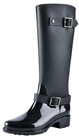 Wellingtons Stivali unisex impermeabili antiscivolo al ginocchio stivali da pioggia da donna larghi polpacci comodi stivali di gomma a mezza altezza per camminare, escursionismo, trekking, pesca
