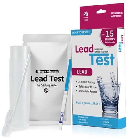 Kit de análisis de agua del grifo: detección de plomo, seguridad para el consumo | Tiras sensibles de de laboratorio, resultados rápidos, paquete de análisis, ecológico y saludable para p