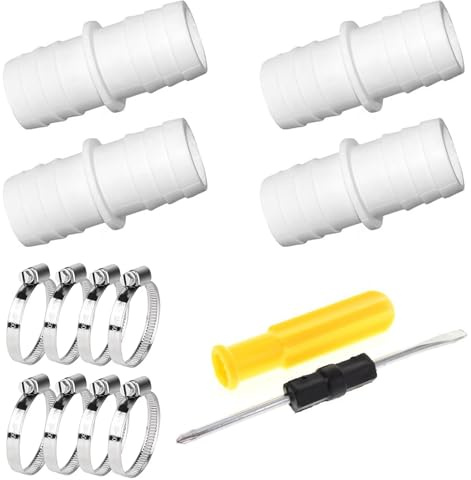 YDAKGUEY Schlauchverbinder 32mm, 4 Stück Pool Schlauchverbinder 32mm auf 38mm ø mit 8 Schlauchschellen, Poolschlauch 32mm Verbinder für Pool Garten