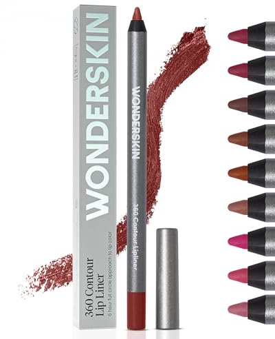 Wonderskin Lippenkonturenstift - 360 Contour Lipliner, langanhaltender, anspitzbarer Lippenstift, wasserfest und wischfest, brauner Lippenkonturenstift (Mahogany)