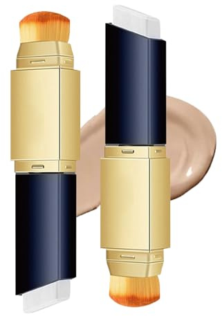 2 Stück 2 In 1 Mehrzweck Feuchtigkeits Foundation Stick, Dual Ended Radser Foundations Stick, Makeup mit mittlerer bis voller Deckkraft, Langlebig Bedecken Dunkle Ringe (Naturlich)