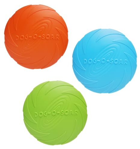 TNSLAND Frisbee - Frisbee per cani, 3 pezzi Dog Disc, 15 cm, in caucciù naturale, per terra e acqua