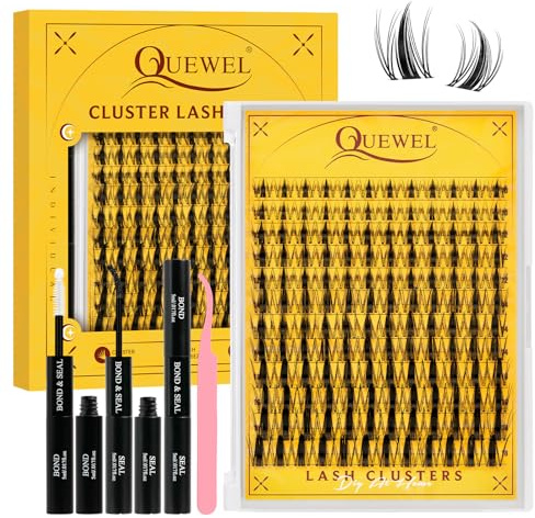 QUEWEL Kit Faux Cils, 144 Pcs faux cils Manga, Mixed 10-18 mm (FD-D) | D CURL Kit Faux Cils avec colle faux cils et pince à cils, Idéal pour les voyages, les mariages et le maquillage quotidien.