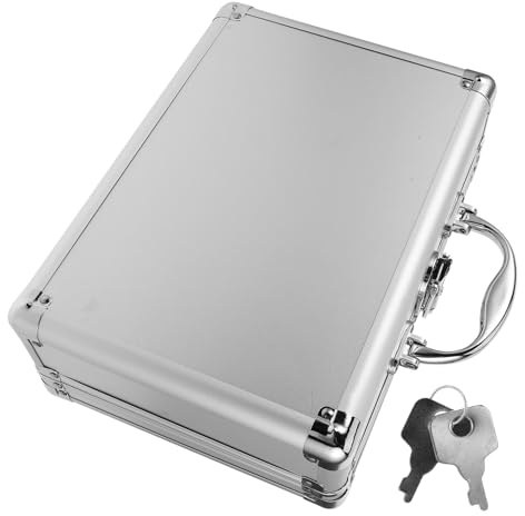 jojofuny Lockable Aluminum Carry Case with Key Lock Foam Protective Hard Storage Box for Tools Electronics Digital Cameras Microphones Compact Versatile Toolbox for Travel and Home