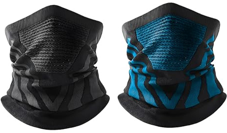 SKENGWEL 2 Pack Winter Fleece Neck Warmer Snoods, Winter Neck Warmer Fleece, Face Cover Scarf, Cold Weather Face Scarf Headwear for Skiing Hiking Cycling Running