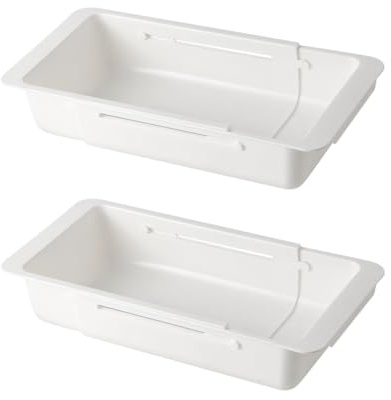 MiOYOOW Organizer Cassetti, 2 Pezzi Contenitori Cassettiera Estensibili Regolabili, Scatole Portaoggetti Cassetti Sospese, per Mobili da Bagno, Cucina, Trucchi, Scrivania, Camera da Letto