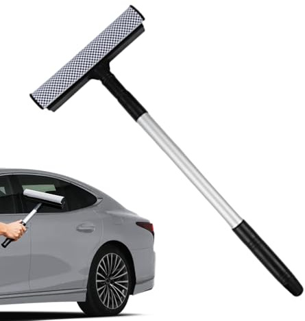 2-In-1 Extendable Squeegee - Window Cleaner Tool, Windshield Cleaning Wiper, Automotive Car SUV Truck Glass Home Bathroom Tile Scrubbing Brush | Reliable Gear For Exterior House Surfaces