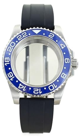 1st Silver Dykfodral for män for 40 mm GMT klockfodral Rem NH34 NH35 NH36 NH38 Miyota 8215 8205 Eta2824 Movement Safirkristall(NO.12 GMT-Blue,For Eta 2824)