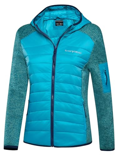 Black Crevice Damen Hybridjacke mit Kapuze I leichte, elastische Funktionsjacke im Strickdesign I Winddicht, wasserabweisend & atmungsaktiv – für Outdoor, Wandern & Wintersport