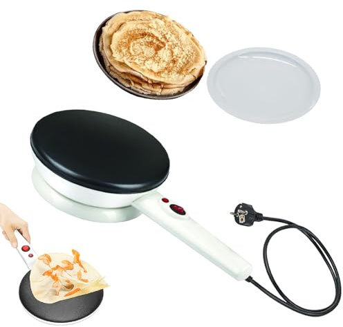 CRISALIDE® Crepiera Elettrica Cordless 800W – Macchina per Crêpes Antiaderente Ø20 cm con Rotazione 360°, Ciotola per Impasto Inclusa, Manico Antiscottatura e Interruttore ON/OFF