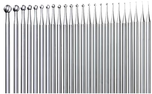 Akfldms 24 Pcs Round Ball Burr - 3/32 Inch Shank Ball Shape Jewelry Cutting Burs Lapidary Carving/Engraving Tools