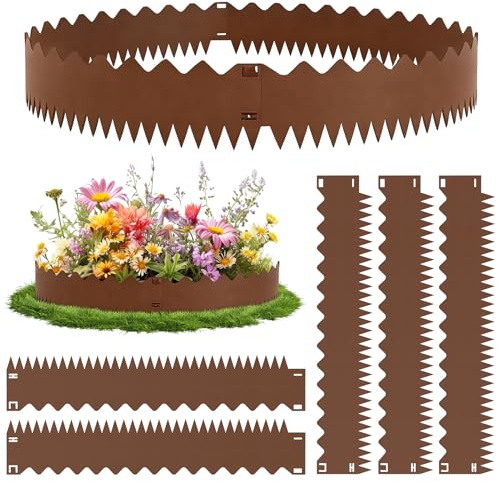 Dibaful 107,5 cm x 5 - Bordure de pelouse en métal - En acier Corten flexible - Bordure de parterre - Bordure de pelouse - Bordure de pelouse - Bordure de jardin - Vague - Marron - 15 cm