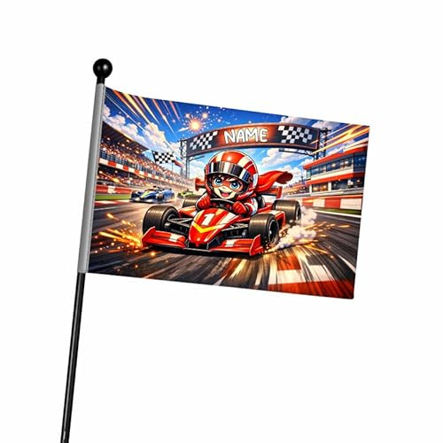 Ferocity Fanion de Velo garçons 120 cm personnalisé avec nom Drapeau sécurité vélo remorque mât réglable réfléchissant Accessoire vélo Trottinette ou Kart [164]