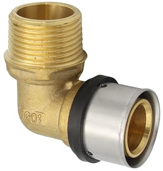 Pipetec Pressfitting Winkel Übergang 32x3 mm 1 Zoll Aussengewinde TH Kontur Verbundrohr, DVGW, TH-Profil