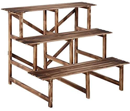Étagère Outsunny® pour fleurs - 3 niveaux - En bois de sapin Modell6