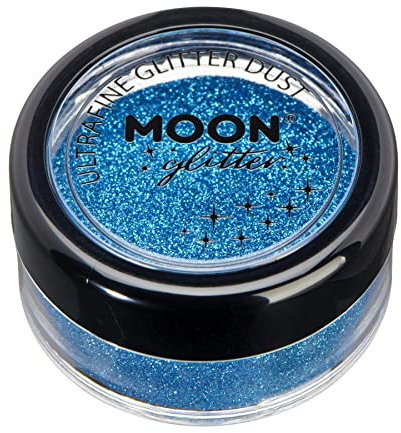 Klassischer ultrafeiner Glitter-Staub von Moon Glitter - 100% kosmetische Glitzer für Gesicht, Körper, Nägel, Haare und Lippen - 5g - Blau