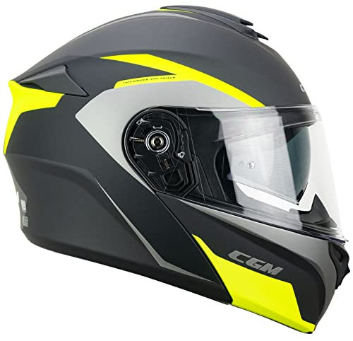 CGM Casco modulare, 508G BERLINO DRESDA, Grafite Giallo fluo opaco,XXL(61cm)