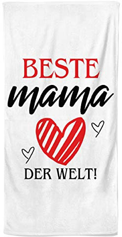 Power Towel das Geschenk zum Geburtstag für Mama oder Muttertag | Die Beste Mama Fitness & Sport-Handtuch | Verschiedene Sprüche | Mikrofaser Baumwolle (Die Beste Mama der Welt, 50 x 100 cm)