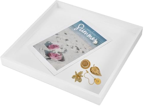 Holztabletts Holz, Tablett Serviertablett, Deko Tablett, Serviertablett Aus Holz Holztablett Rechteckig Küche, Handtücher, Schmuck, Tablett Snackteller, 20x20cm | Dekoteller Weiß