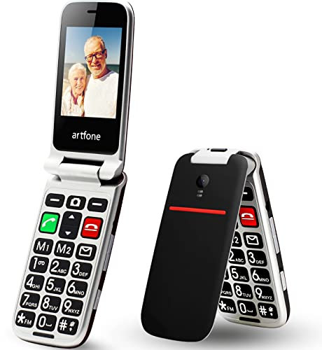 artfone CF241 Senior Flip Mobile Phone Unlocked, Big Button Mobile Phone for Elderly with Dual SIM and 2.4 Large Screen(Black)
