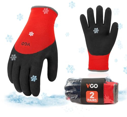 Vgo... 2 Paare Winterhandschuhe, Sicherheitshandschuhe für Kühlhaus oder Gefrierschrank, Outdoor Heavy Duty, doppelt gefüttert, Gummi-Latex beschichtet (RB6032)