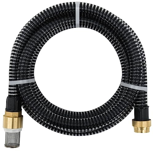 vidaXL Tuyau d'Aspiration avec Raccords en Laiton Pompe de Jardin Tuyau d'Arrosage Installations d'Eau Domestique Filtres à Eau Noir 1,1 10 m PVC