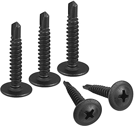 sourcing map Phillips Head Self Tapping Screws, #8 x 1 Carbon Steel Self Drilling Sheet Metal Screw Black 50pcs