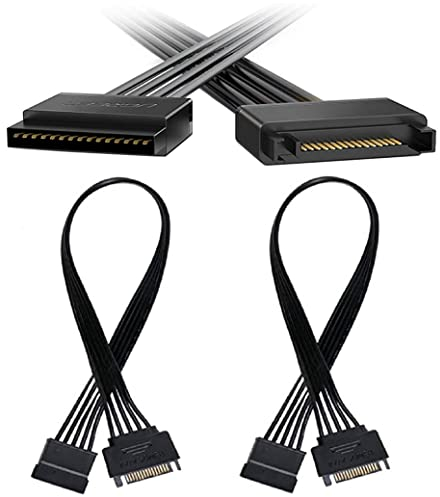 Hsthe Sea 2 Pezzi 15 Pin SATA Cavo di Prolunga di Alimentazione 30 cm Maschio a Femmina Cavo di Estensione Adattatore per HDD SSD Unità Ottiche Masterizzatori DVD Schede PCI e Disco Rigido