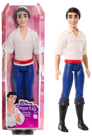 Mattel Princesses Disney Poupée articulée Prince Éric dans sa tenue emblématique avec chemise en tissu, pantalon moulé et bottes moulées, à collectionner, Jouet Enfant, Dès 3 ans, HLV97