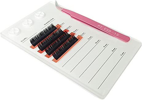 Outil en acrylique pour extension de cils, outil de greffage de faux cils, plateau d'extension de cils, support adhésif pour joint de colle (blanc avec échelle)